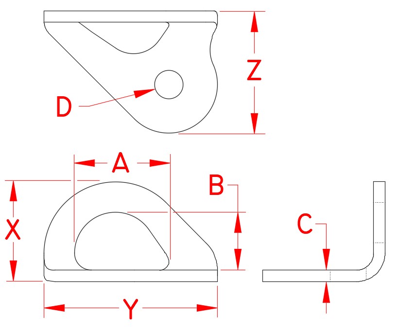 Stainless Steel Tie Down Tab, S3725-0060, Line Drawing